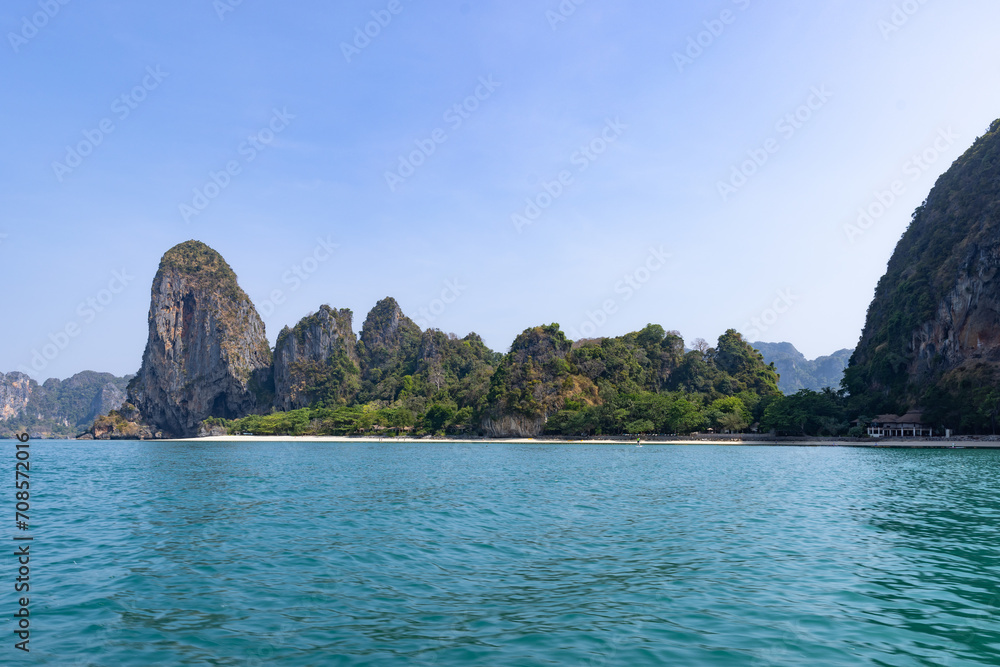 Beautiful beach at Railay Beach, a destination of tourist in Krabi province, southern of Thailand Beautiful beach at Railay Beach, a destination of tourist in Krabi province, southern of Thailand