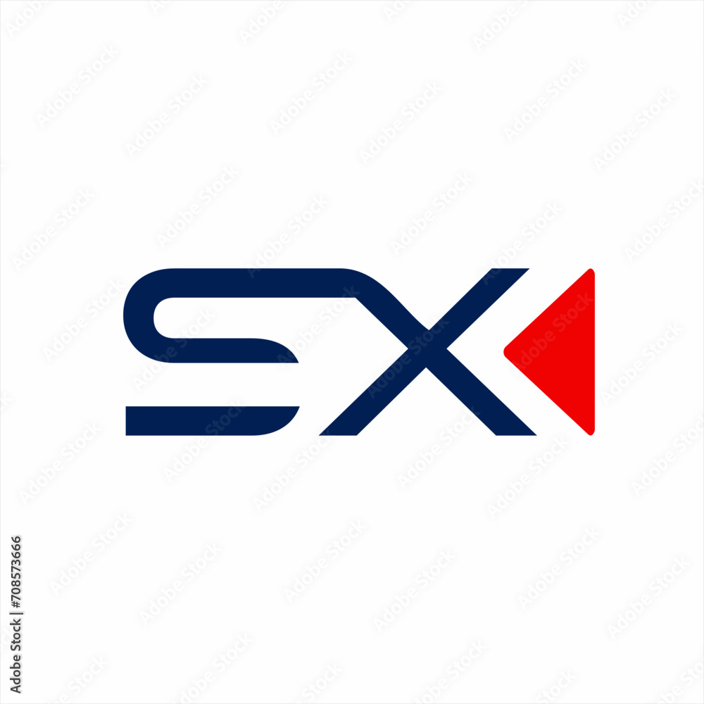 Letter SX logo design with rewind sign.