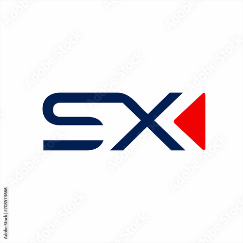 Letter SX logo design with rewind sign.