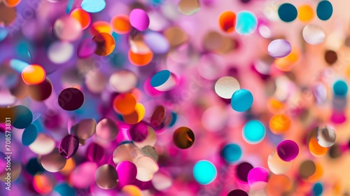 Colorful Confetti on Pink Background for Celebration and Party