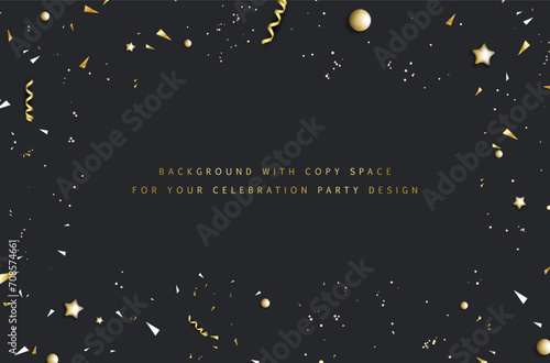 Background with frame from golden elements and copy space