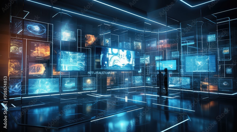 Fototapeta premium digital light futuristic background illustration abstract modern, sci neon, space minimal digital light futuristic background