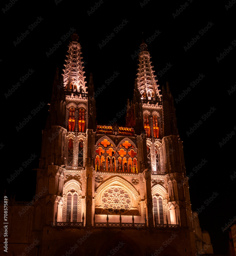 Burgos Cathedral, Spain, at night
