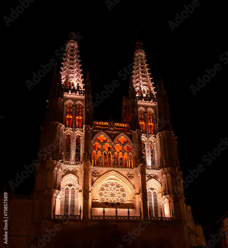 Burgos Cathedral  Spain  at night