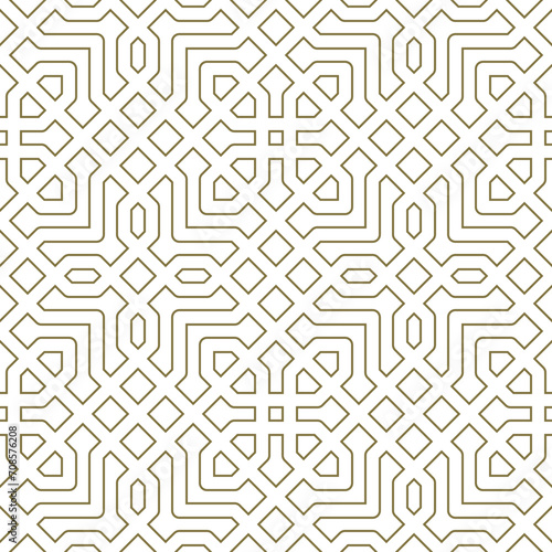 Seamless geometric ornament based on traditional islamic art.Brown color lines.Great design for fabric,textile,cover,wrapping paper,background. photo