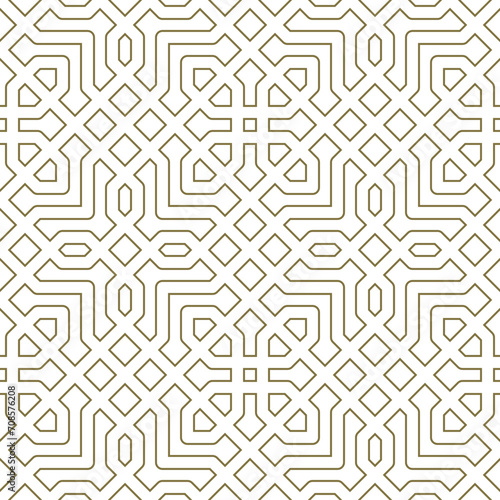 Seamless geometric ornament based on traditional islamic art.Brown color lines.Great design for fabric,textile,cover,wrapping paper,background.