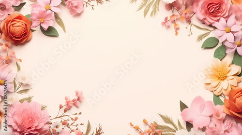 Empty floral frame with copy space for greeting card or invitation design © Derby