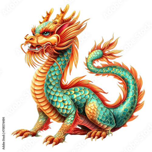 dazzling chinese new year dragon illustration perfect for festive decor and graphic designs, immerse in the spirit of prosperity, isolated on transparent background © PEOPLES