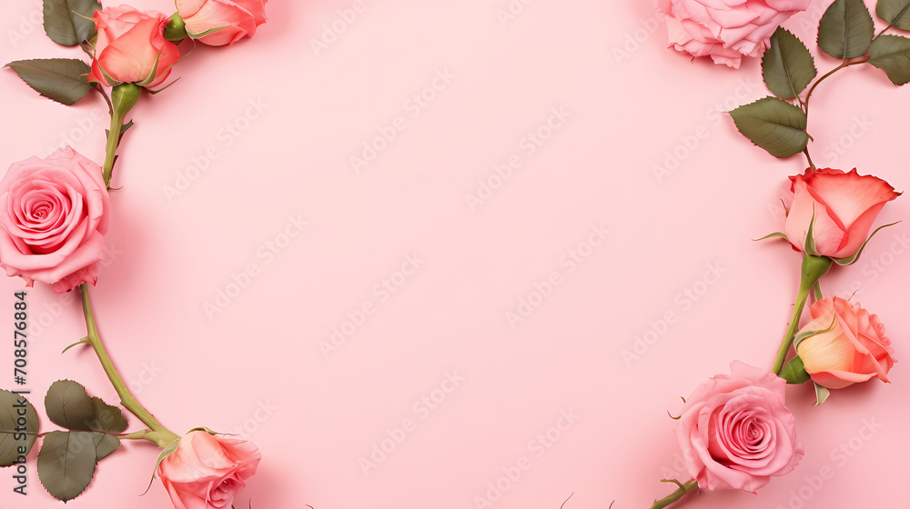 Empty floral frame with copy space for greeting card or invitation design