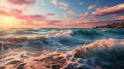 Pink Sunset Overlooking Rocky Coastline