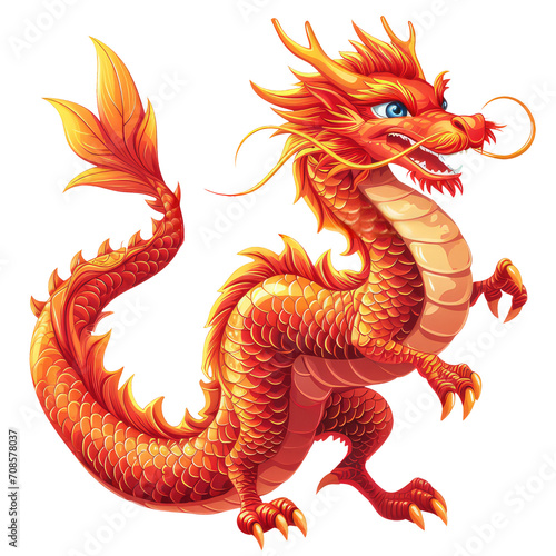 vibrant chinese dragon illustration, symbol of power and luck for festive celebrations, perfect for new year graphics and cultural designs. isolated on transparent background © PEOPLES