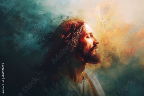 Tranquil Portrait of Jesus Christ  A Symbol of Faith and Gratitude