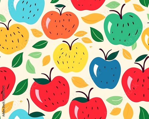Colorful Apple Pattern from Vibrant Drawings Background