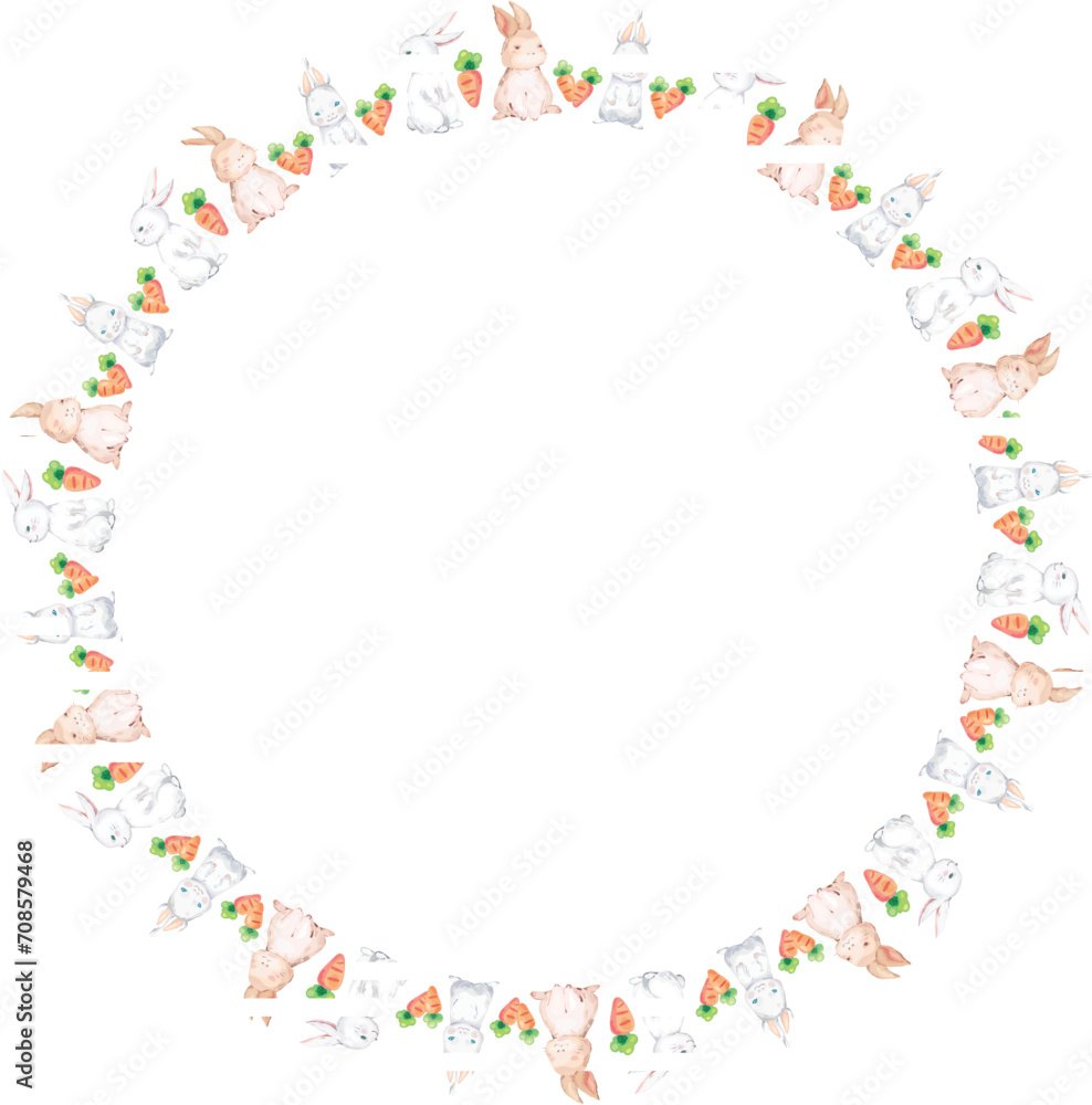 Easter wreath frame illustration on transparent background.