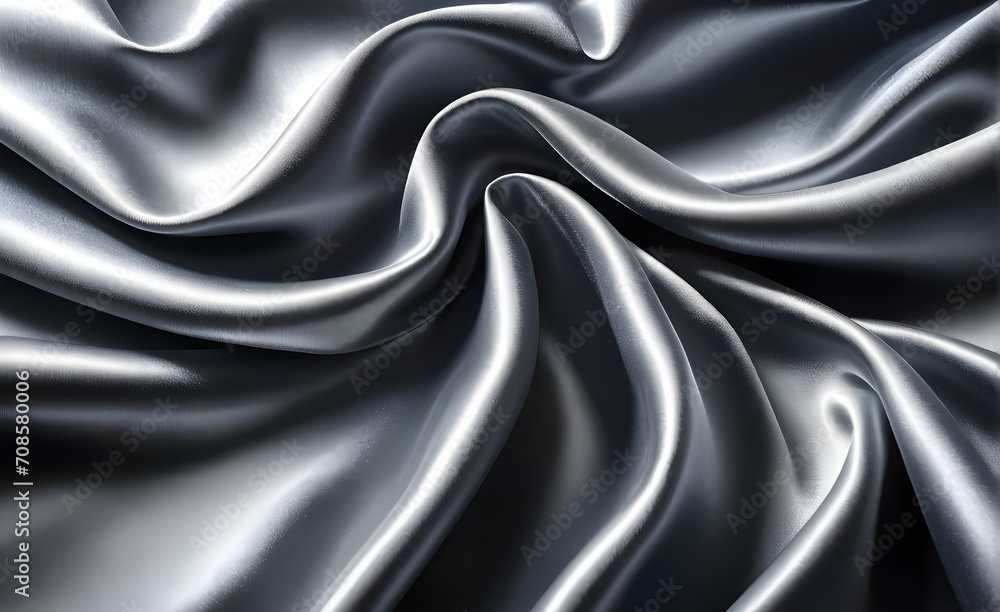 Obraz premium Abstract background luxury cloth or liquid wave or wavy folds of grunge silver silk texture satin velvet material or luxurious background or elegant wallpaper design. Generative AI
