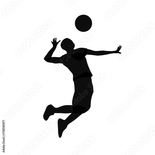 Volleyball player silhouette, illustration over white background