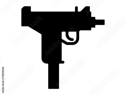 UZI Submachine Gun silhouette vector art white background