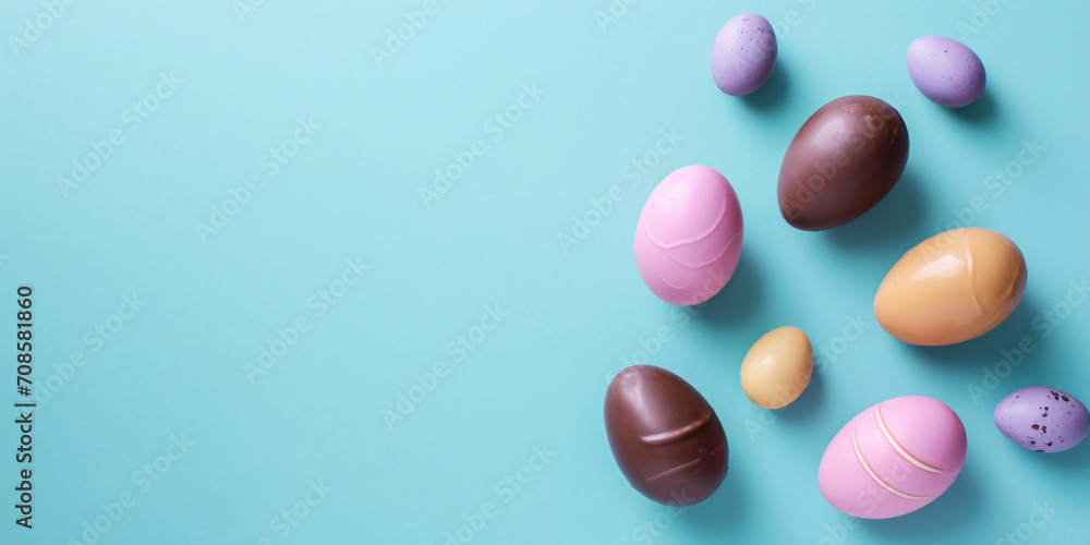 easter eggs on a pastel blue background
easter eggs on a pastel blue background