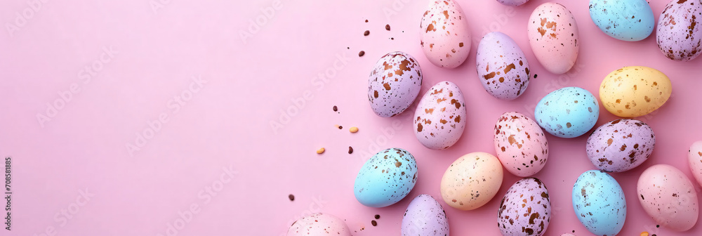 easter eggs on a pink background	