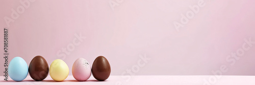easter eggs on a pink background	 photo