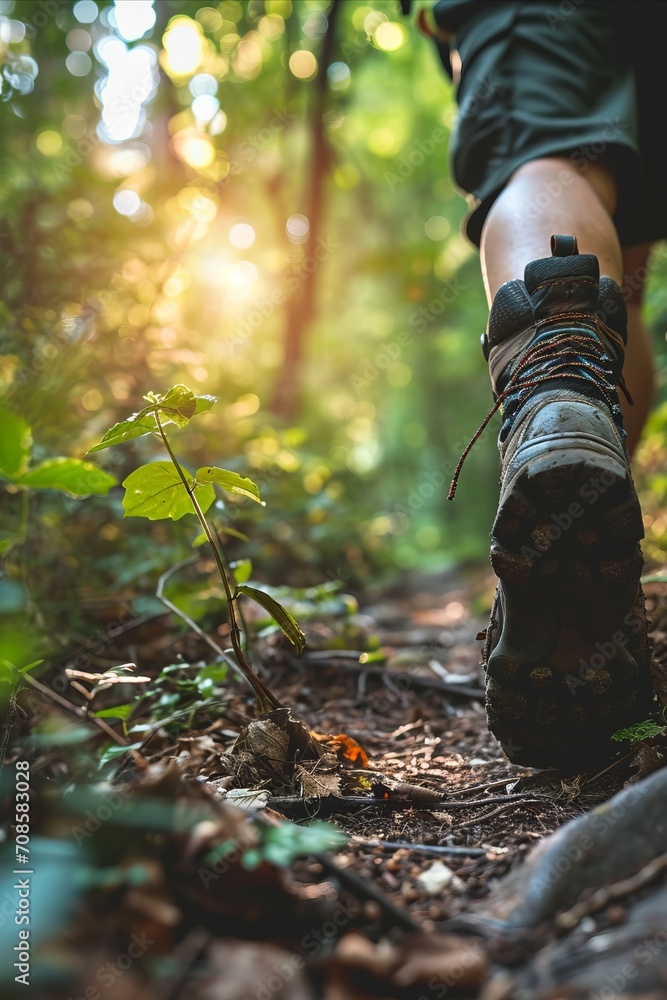 An inviting trail winds through a lush woodland, perfect for hiking, camping, and connecting with nature An inviting trail winds through a lush woodland, perfect for hiking, camping, and connecting with nature