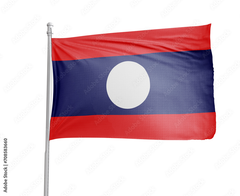 Laos national flag on white background. Laos national flag on white background.