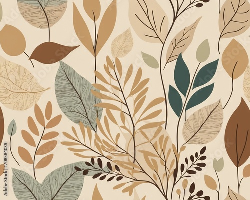 Abstract Botanical Art in Earth Tones