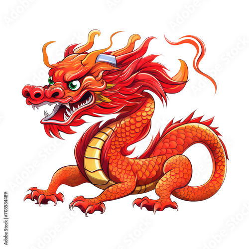 stunning chinese new year dragon art  isolated on transparent background. cultural mascot illustration in bright colors for greetings and education materials