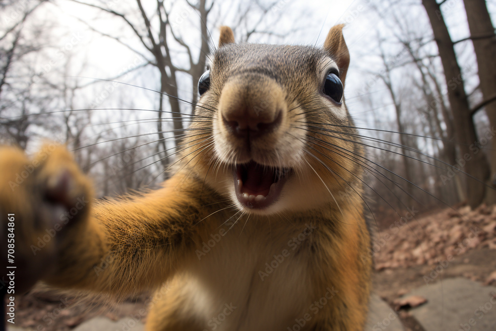 a squirrel takes a selfie