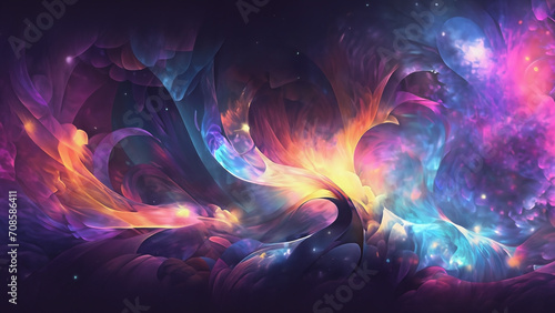 Abstract illustration of outer space, big beng, cloud of stars, galaxies in beautiful colors. 4K wallpaper	 photo