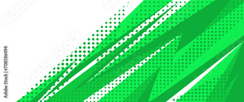 Abstract green banner design vector, dynamic sporty horizontal background