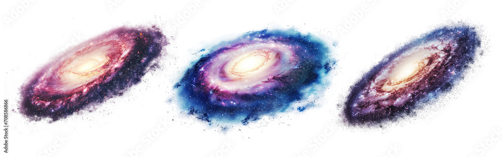 Fototapeta premium Set of galaxy isolated on transparent background.