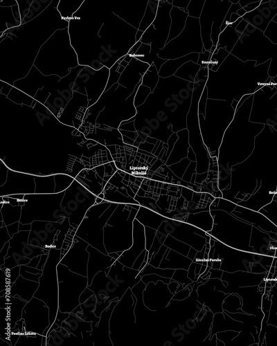 Liptovsky Mikulas Slovakia Map, Detailed Dark Map of Liptovsky Mikulas Slovakia photo