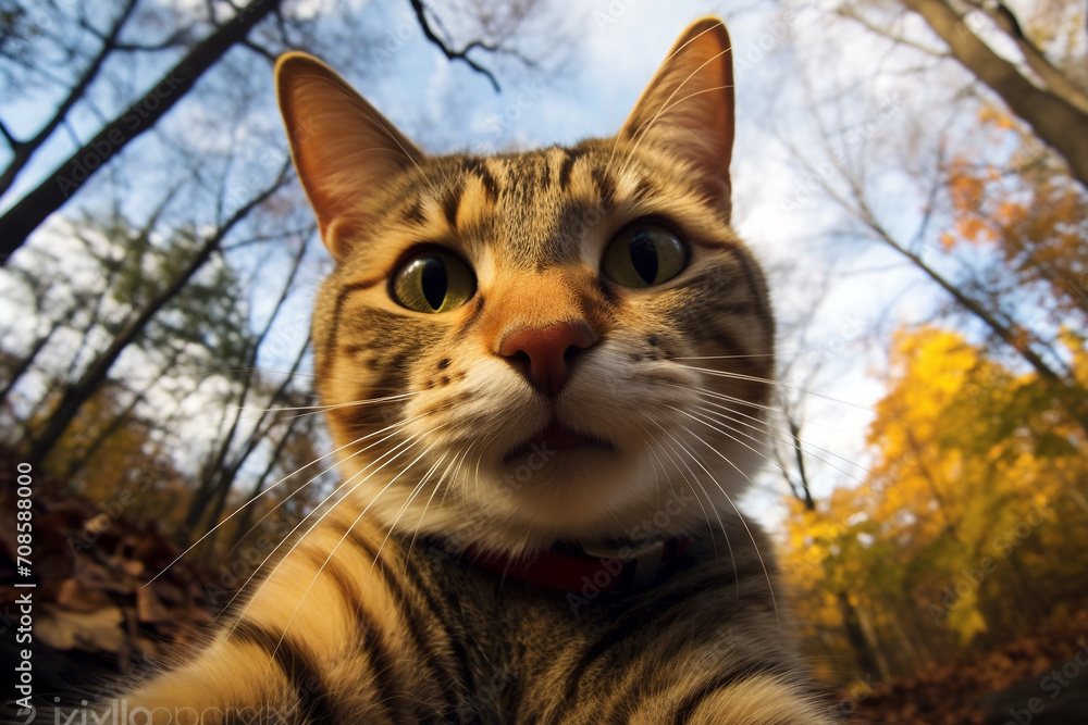 Obraz premium a cat takes a selfie, a cute cat