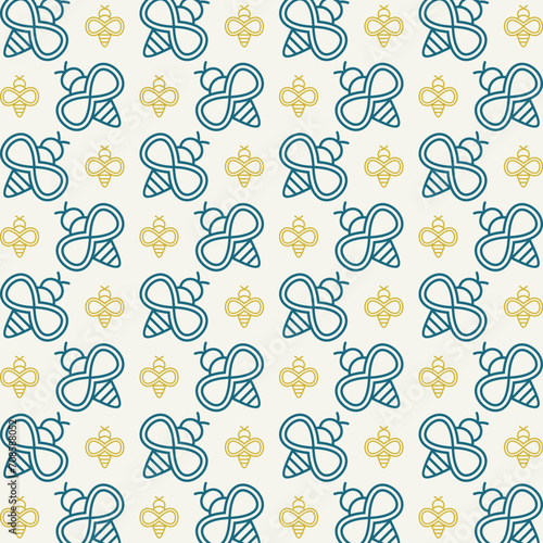 Bee beautiful repeating pattern design colorful vector illustration background