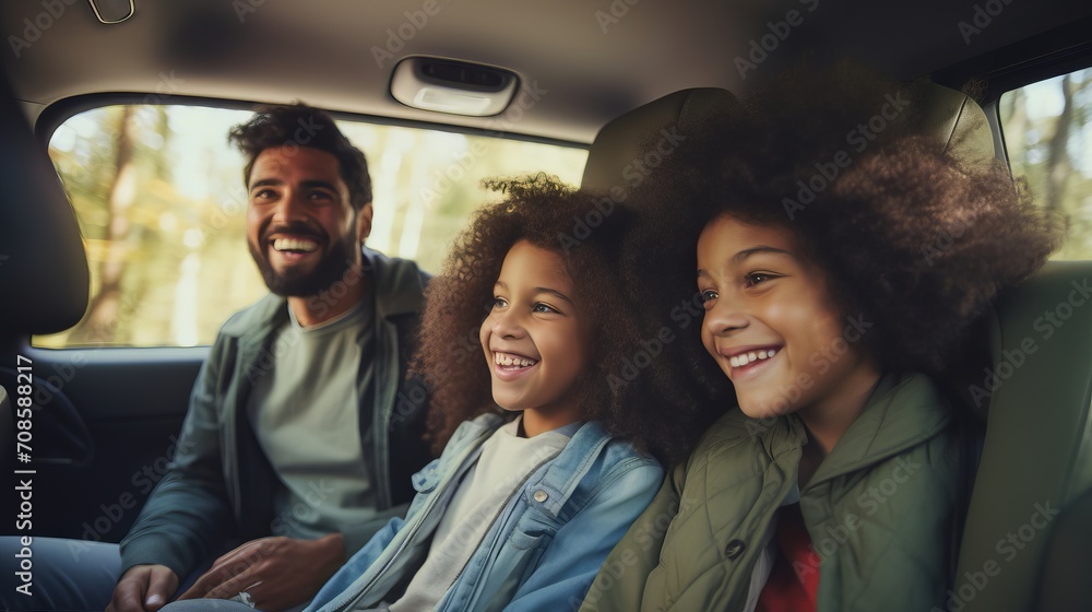 Road trip ethnic family traveling in USA with kids Road trip ethnic family traveling in USA with kids