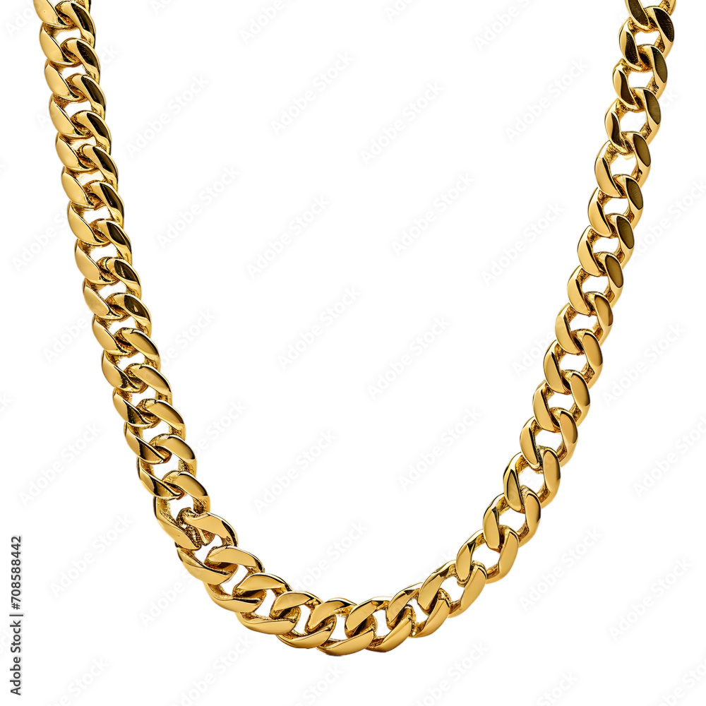 Obraz premium Gold chain necklace isolated on transparent background