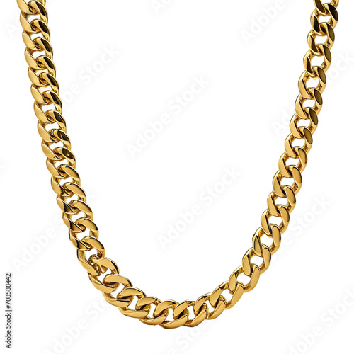 Gold chain necklace isolated on transparent background