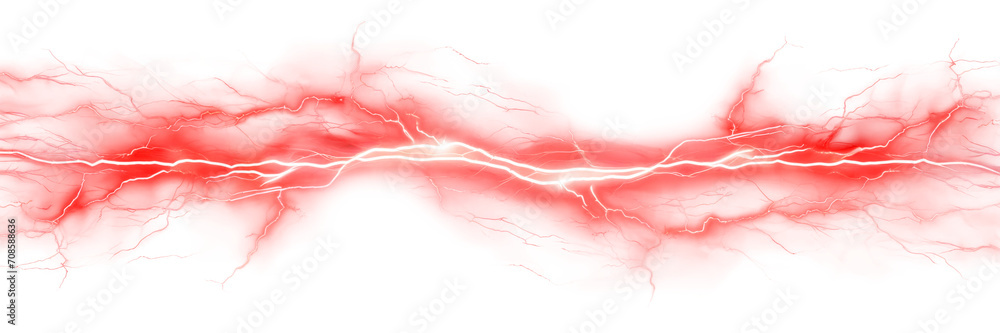 Red electricity isolated on transparent background. - obrazy, fototapety, plakaty 