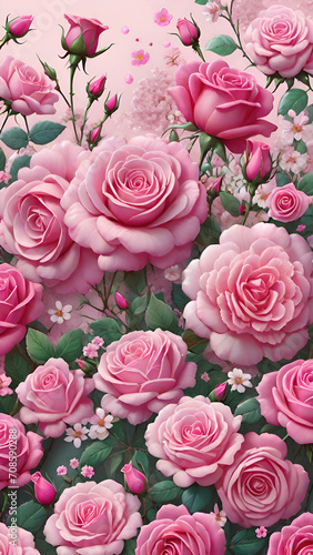 pattern with roses, bouquet of roses