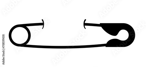 Safety pin. Opened and closed pins. pierced and clipping path sign. Vector safetypin icon. Open and close safety pins.