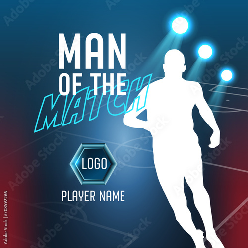 Football match sport graphics blue light template for online broadcast and social media