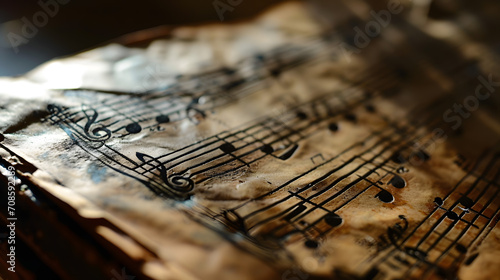 Wallpaper Mural Ancient Music Sheet with Notes Close-Up Torontodigital.ca