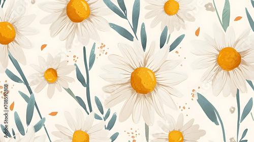 Charming Daisy Floral Pattern Illustration on a Soft Background