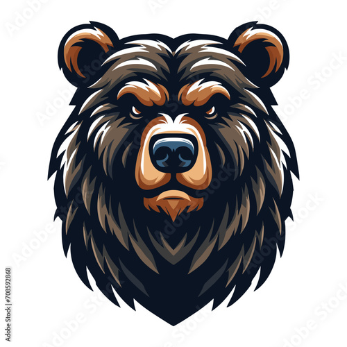 Wallpaper Mural Wild brave animal grizzly bear head face mascot design vector illustration, logo template isolated on white background Torontodigital.ca