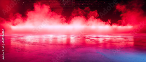 Wallpaper Mural Red Ice Rink Background. Professional Arena illuminated red neon lights, spotlights with smoke. Copyspace. Winter poster for hockey competitions. Ice skating. Stadium. Generative ai	 Torontodigital.ca