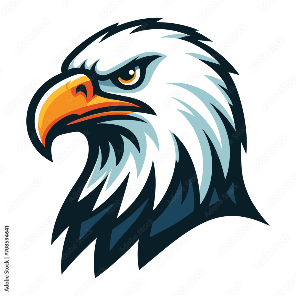 Fototapeta premium bird eagle hawk head logo mascot design vector illustration isolated on white background