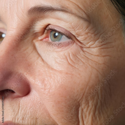 Woman's face with wrinkles