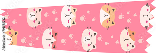 Cat washi tape on transparent background. 