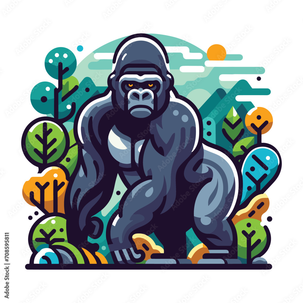 muscle gorilla ape monkey mascot design logo vector illustration isolated on white background muscle gorilla ape monkey mascot design logo vector illustration isolated on white background